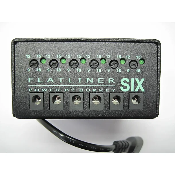 (BRUGT) Burkey Six Flatliner Strmforsyning til Guitarpedaler